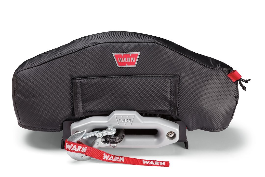 WARN Industries Winch Cover, Stealth, Fits Zeon and Zeon Platinum Winches, Vinyl with Mesh Backing, Front Flap Allows Access to Winch Drum – 102639