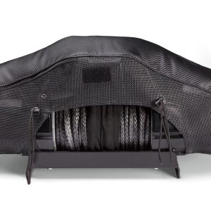 WARN Industries Winch Cover, Stealth, Fits Zeon and Zeon Platinum Winches, Vinyl with Mesh Backing, Front Flap Allows Access to Winch Drum – 102639