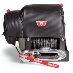 WARN Industries Winch Cover, Stealth, Fits M8274 Winch, Vinyl with Mesh Backing, Front Flap Allows Access to Winch Drum – 102643