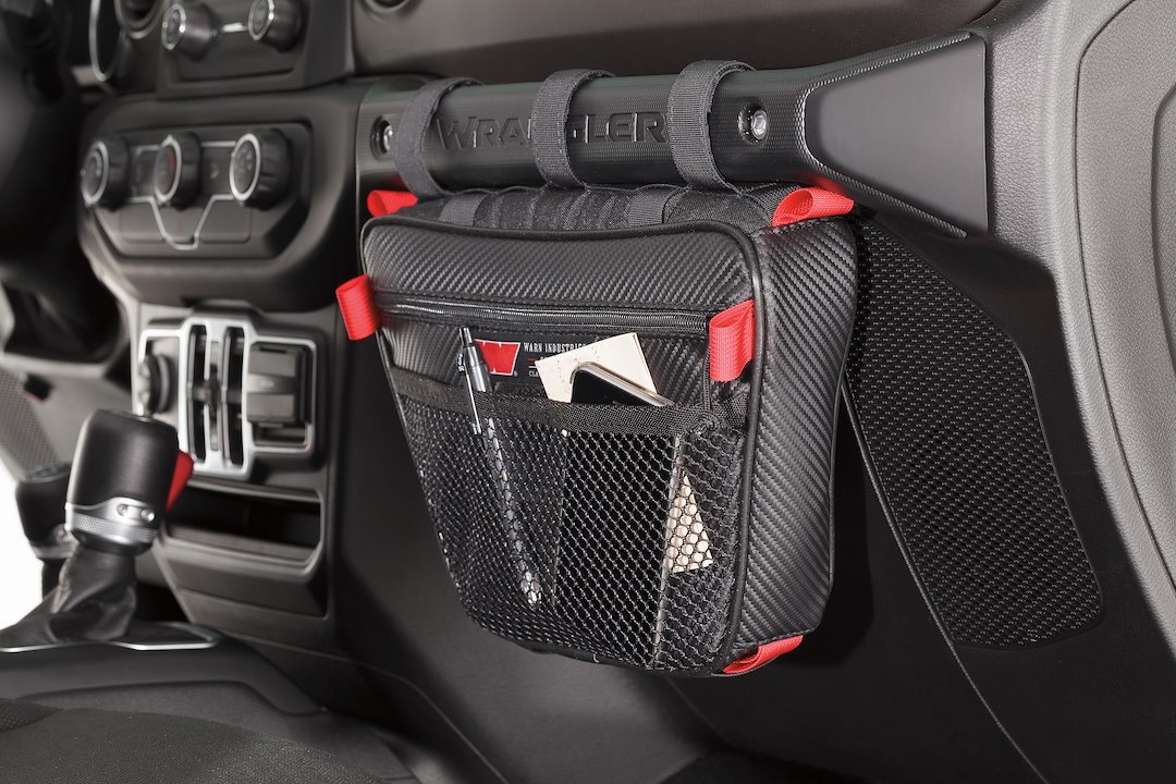 WARN Industries Gear Bag, Full Size, Attaches to Passenger Grab Handle, Black, Vinyl – 102644
