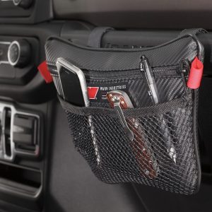 WARN Industries Gear Bag, Slim, Attaches to Passenger Grab Handle, Black, Vinyl – 102646