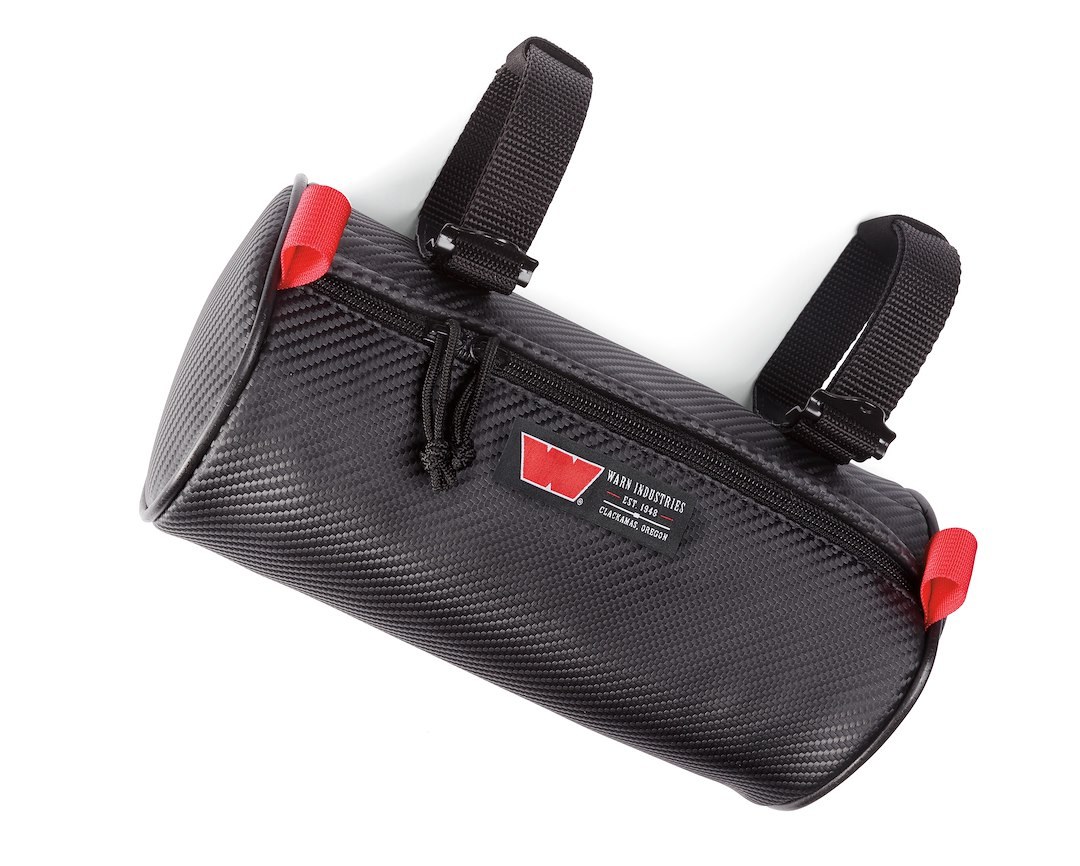 WARN Industries Gear Bag, Medium Cylinder, Attaches to Roll Bar, Black, Vinyl – 102651