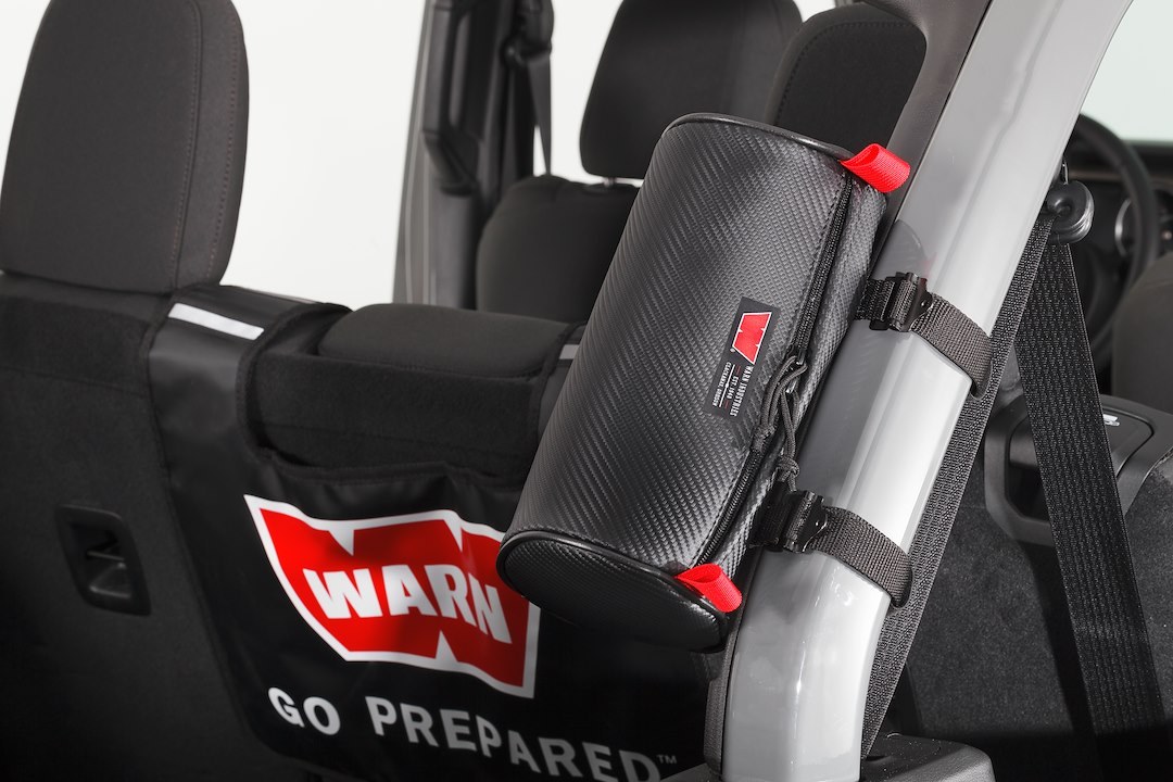 WARN Industries Gear Bag, Medium Cylinder, Attaches to Roll Bar, Black, Vinyl – 102651