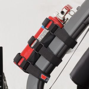 WARN Industries Fire Extinguisher Mount, Roll Bar Mount, 3 Velcro Straps, Holds 1 Pound to 5 Pound Bottle, Black, Vinyl – 102656