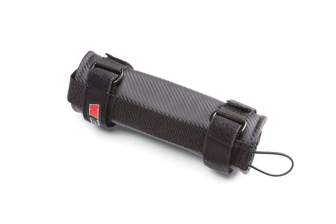 WARN Industries Fire Extinguisher Mount, Roll Bar Mount, 2 Velcro Straps, Holds 2-1/2 Pound Bottle, Black, Stretch Vinyl Material – 102657