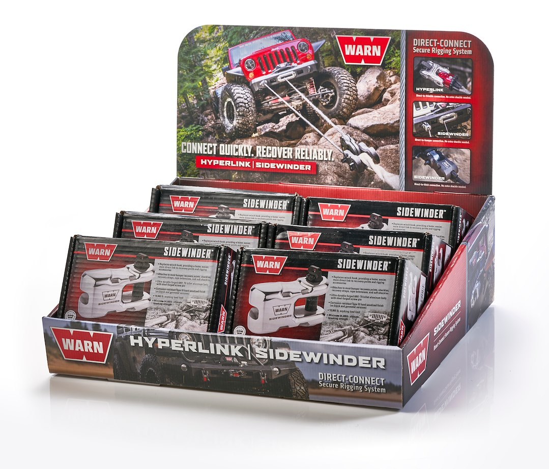 WARN Industries Point of Purchase Display, Includes Assortment of 6 Epic Hyperlink and Epic Sidewinder Shackles – 102990