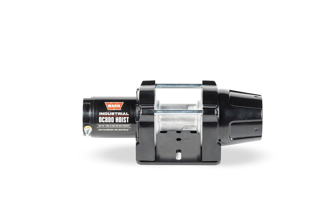 WARN Industries Winch, Industrial Hoist, DC800, Vehicle Mounted, 24 Volt, 800 Pound Line Pull Capacity, Without Rope, Without Fairlead – 104802