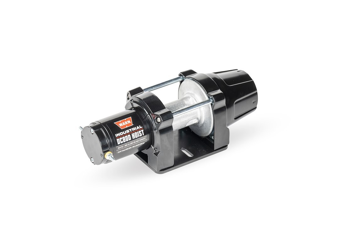 WARN Industries Winch, Industrial Hoist, DC800, Vehicle Mounted, 24 Volt, 800 Pound Line Pull Capacity, Without Rope, Without Fairlead – 104802