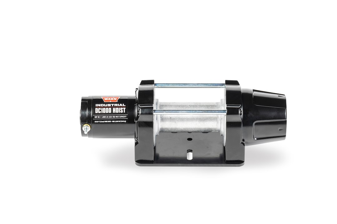 WARN Industries Winch, Industrial Hoist, DC1000, 12 Volt Electric, 1000 Pound Line Pull Capacity, Without Rope, Without Fairlead – 105101