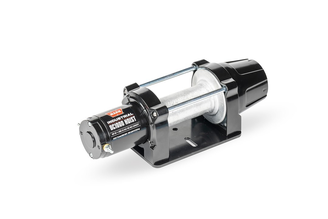 WARN Industries Winch, Industrial Hoist, DC1000, 12 Volt Electric, 1000 Pound Line Pull Capacity, Without Rope, Without Fairlead – 105101