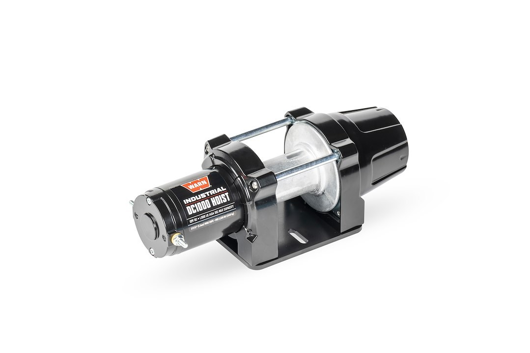 WARN Industries Winch, Industrial Hoist, DC1000, Short Drum, 12 Volt Electric, 1000 Pound Line Pull Capacity, Without Rope, Without Fairlead – 105151