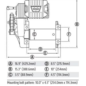 WARN Industries Winch, M8274 Series, Vehicle Mounted, Vehicle Recovery Winch, 10000 Pound Line Pull Capacity – 106170