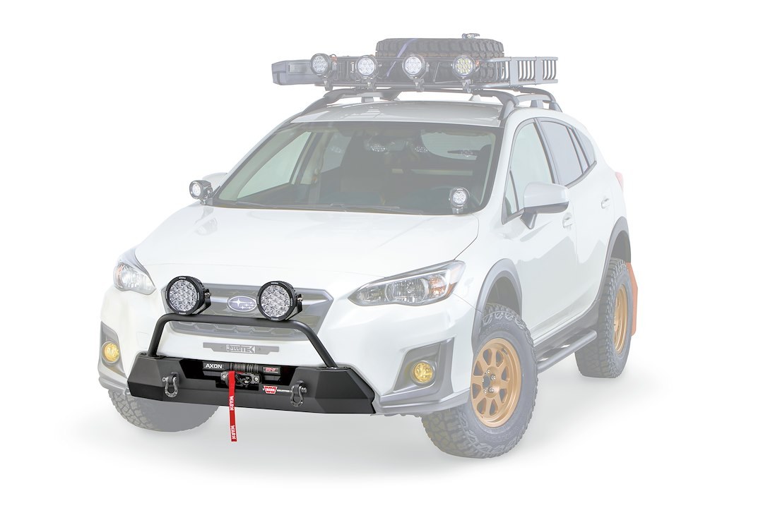 WARN Industries Grille Guard, 1-Piece, Powder Coated, Black, With Brush Guards, 2 Inch Diameter Cross Bars with Tabs to Mount Lights – 106236