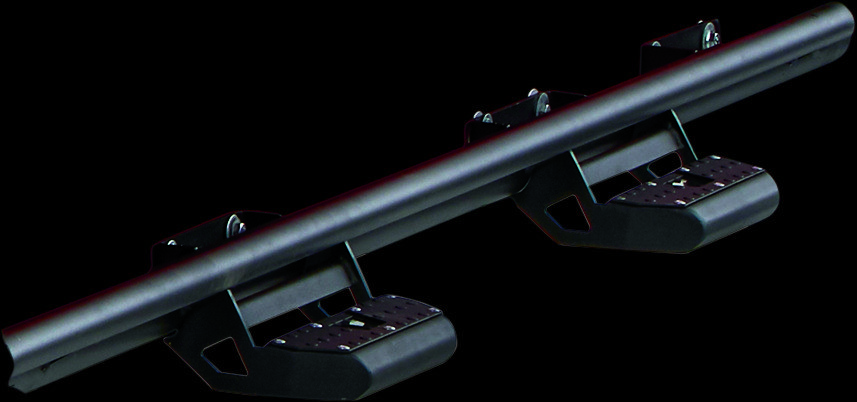 WARN Industries Rocker Panel Guard, Rock Sliders, Round Tube, Powder Coated, Black, Steel – 106370