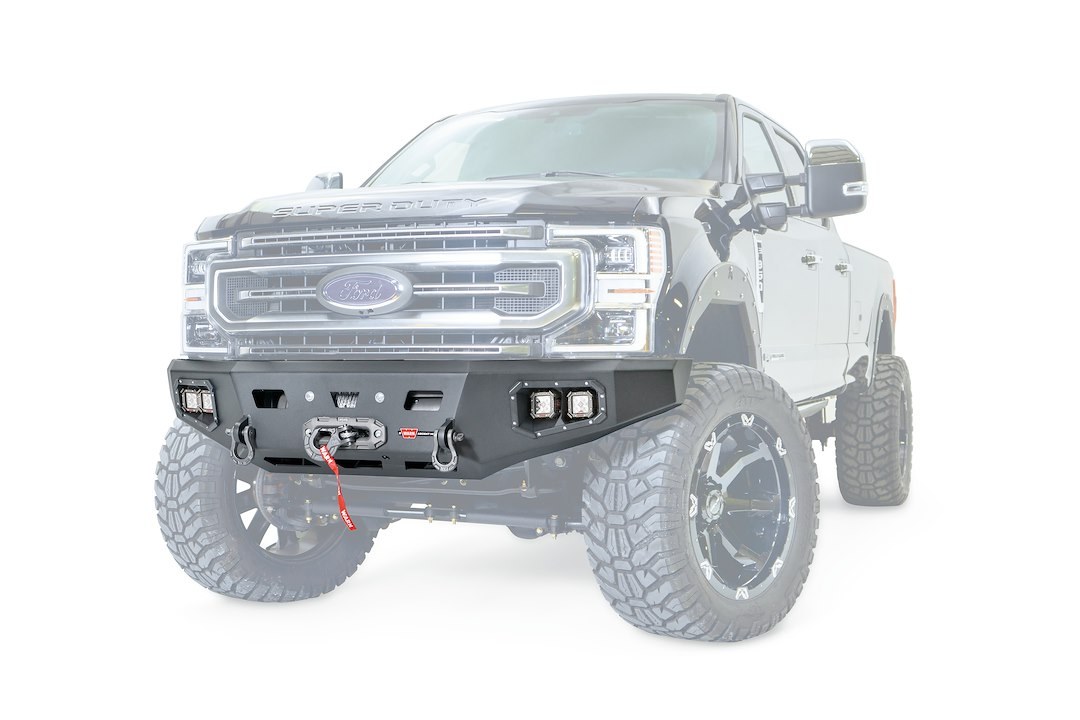 WARN Industries Bumper, Ascent, Direct-Fit, Mounting Hardware Included, Without Grill Guard, With Winch Mount, With D-Ring Mounts – 106916