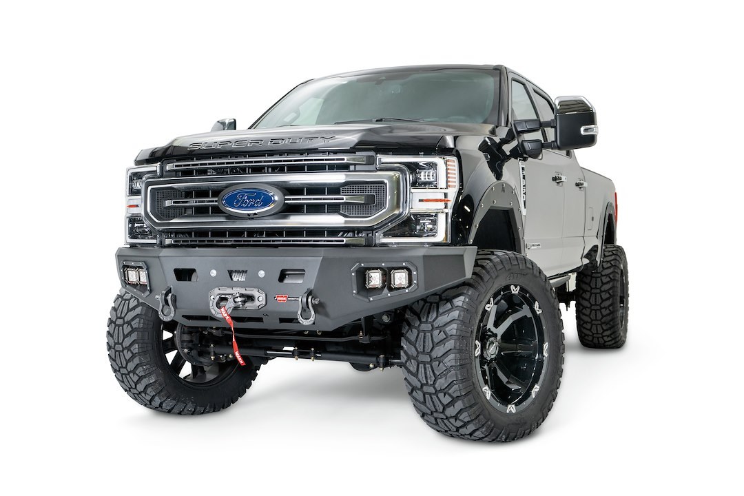 WARN Industries Bumper, Ascent, Direct-Fit, Mounting Hardware Included, Without Grill Guard, With Winch Mount, With D-Ring Mounts – 106916
