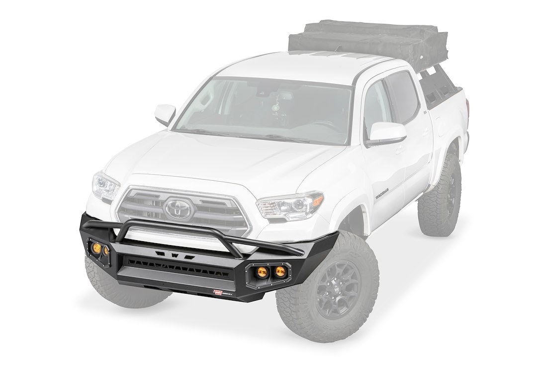 WARN Industries Bumper, Ascent Xp, One Piece Design, Direct-Fit, Mounting Hardware Included, Without Winch Mount, Powder Coated, Black, Steel – 107272