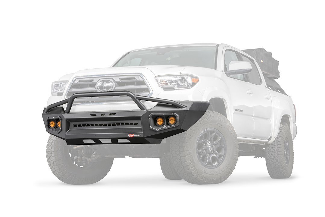 WARN Industries Bumper, Ascent Xp, One Piece Design, Direct-Fit, Mounting Hardware Included, Without Winch Mount, Powder Coated, Black, Steel – 107272