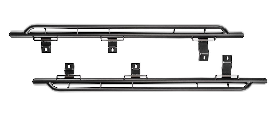 WARN Industries Rocker Panel Guard, Rock Sliders, Round Tube, Powder Coated, Black, Steel – 108284