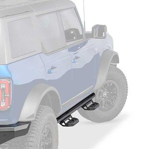 WARN Industries Rocker Panel Guard, Rock Sliders, Round Tube, Powder Coated, Black, Steel – 108284