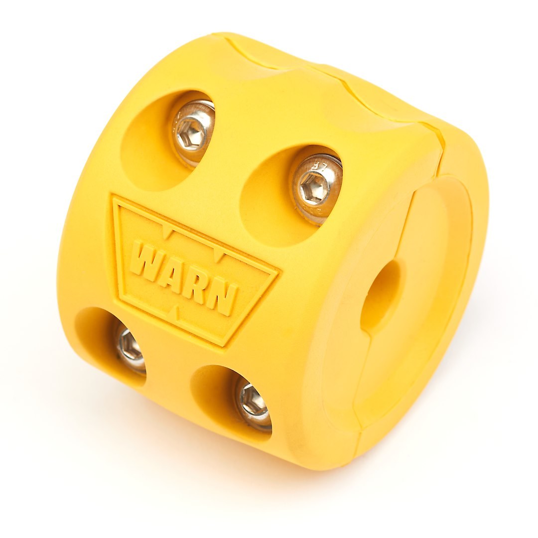 WARN Industries Winch Cable Stop, Up to 1/2 Inch Cable Diameter, Split Design, Yellow, Rubber – 108791