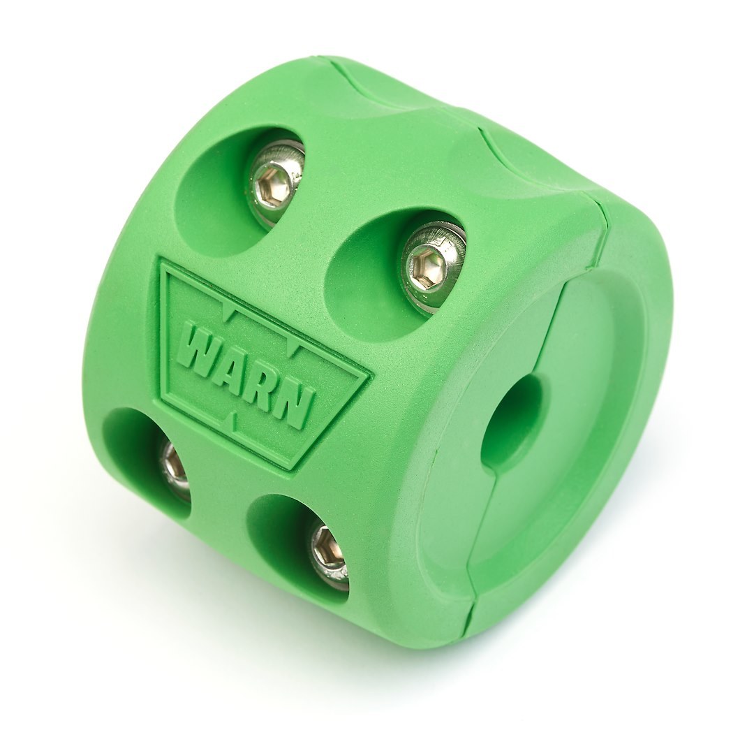 WARN Industries Winch Cable Stop, Up to 1/2 Inch Cable Diameter, Split Design, Green, Rubber – 108792