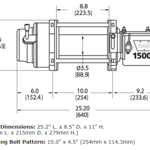 WARN Industries Winch, M15000 Series, Vehicle Mounted, Vehicle Recovery Winch, 12 Volt Electric, 15000 Pound Line Pull Capacity – 47801
