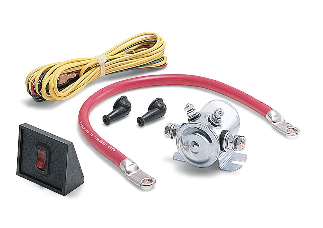 WARN Industries Power Interrupt Kit, With Solenoid, Battery Lead, Dash Mounted Switch, Wiring and Hardware – 62132