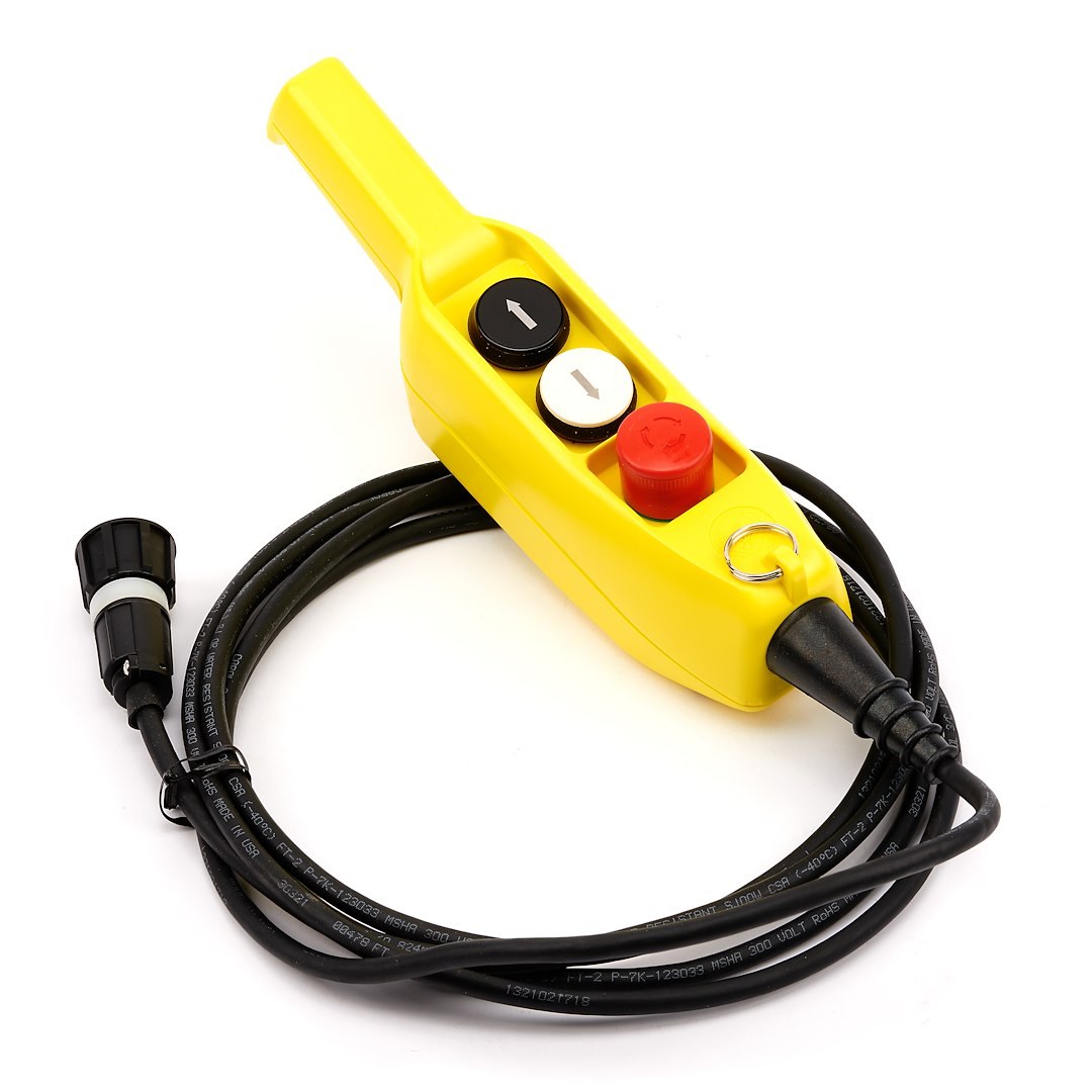 WARN Industries Winch Remote Hand Held Controller, For DC Electric Industrial Winches, 12 Foot Lead, Ce, With E-Stop. Not EN60204 Compliant. – 63680