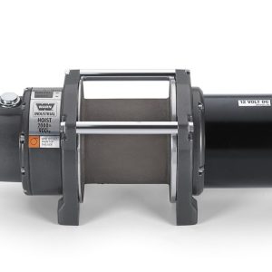 WARN Industries Winch, Industrial Hoist, Mid Frame, 12 Volt Electric, 2000 Pound Line Pull Capacity, Without Rope, Without Fairlead – 63899