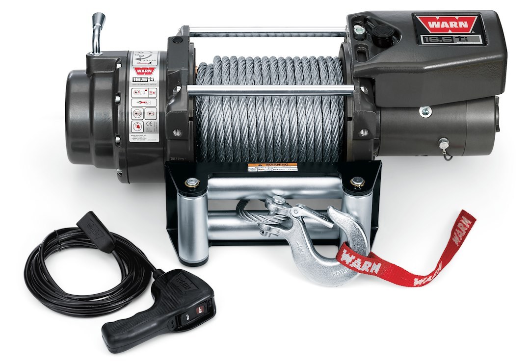 WARN Industries Winch, 16.5TI Series, Vehicle Mounted, Vehicle Recovery Winch, 12 Volt Electric, 16500 Pound Pull Line Capacity – 68801
