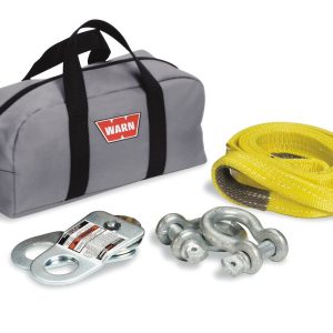 WARN Industries Winch Rigging Kit, With Two Shackles, Snatch Block, Load Strap and Gear Bag, Gray – 70792