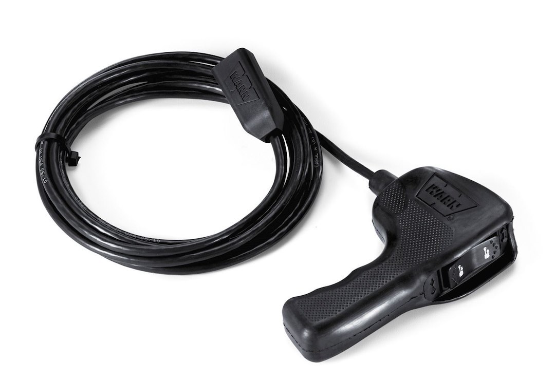 WARN Industries Winch Remote Hand Held Controller, Standard Replacement, Plug-IN, 12 Foot Connector Cable – 83665