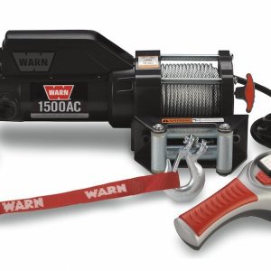 WARN Industries Winch, 1500AC Series, Portable Utility Winch, Electric, 1500 Pound Line Pull Capacity, 43 Foot Wire Rope, Roller Fairlead – 85330