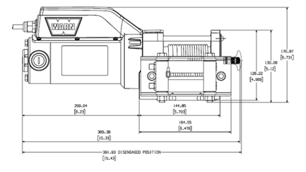 WARN Industries Winch, 1500AC Series, Portable Utility Winch, Electric, 1500 Pound Line Pull Capacity, 43 Foot Wire Rope, Roller Fairlead – 85330