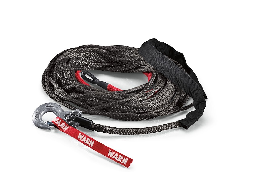 WARN Industries Winch Cable, 10,000 Pound Capacity, 3/8 Inch Diameter X 100 Foot Length, Polyethylene, With Swivel Hook on End – 87915