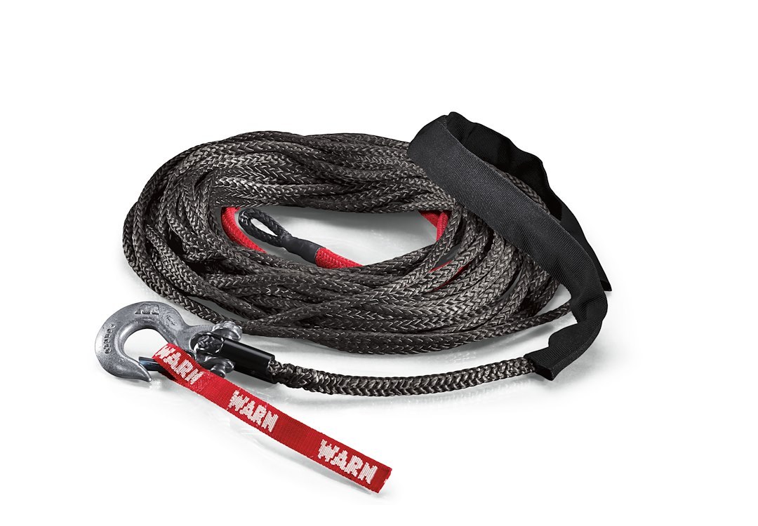 WARN Industries Winch Cable, 10,000 Pound Capacity, 3/8 Inch Diameter X 80 Foot Length, Polyethylene, With Swivel Hook on End – 88468