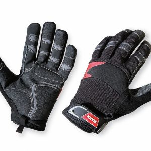 WARN Industries Gloves, Winch Gloves, Synthetic Leather with Kevlar Reinforcement, Shock Absorbing Palm, Black, XL, Set of 2 – 88895