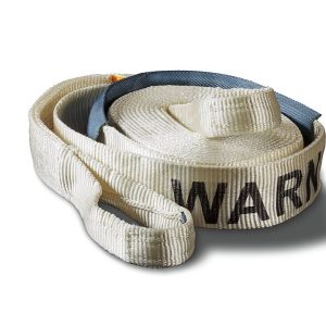 WARN Industries Recovery Strap, 3 Inch Width X 30 Foot Length, Rated to 21600 Pounds, With 18 Inch Nylon Sliding Sleeve, White, Nylon Webbing – 88924