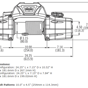 WARN Industries Winch, Zeon ® 8-S, Vehicle Mounted, Vehicle Recovery Winch, 12 Volt Electric, 8000 Pound Line Pull Capacity – 89305