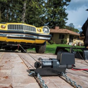 WARN Industries Winch, 2000 DC Series, Vehicle Mounted, Trailer Winch, 12 Volt Electric, 2000 Pound Line Pull Capacity, 35 Foot Wire Rope – 92000