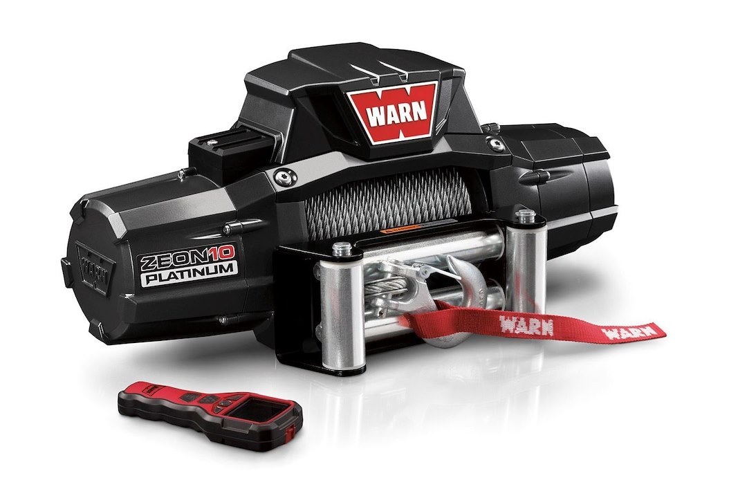WARN Industries Winch, Zeon ® 10 Platinum, Vehicle Mounted, Vehicle Recovery Winch, 12 Volt Electric, Two 16 Amp Accessory Ports – 92810