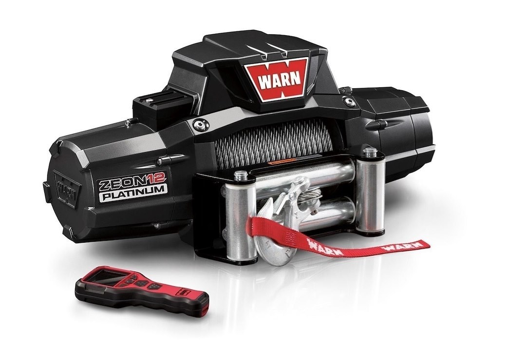 WARN Industries Winch, Zeon ® 12 Platinum, Vehicle Mounted, Vehicle Recovery Winch, 12 Volt Electric, Two 16 Amp Accessory Ports – 92820