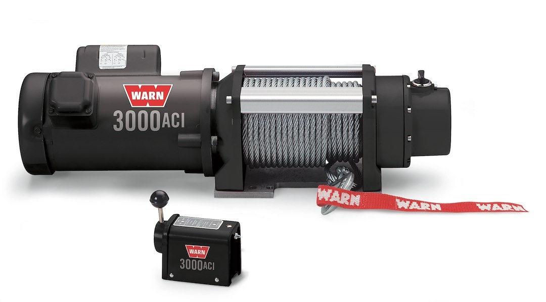 WARN Industries Winch, 3000 Aci Series, Fixed-Mount, Industrial Winch, Electric, 3000 Pound Line Pull Capacity, 100 Foot Wire Rope – 93000