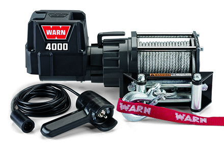 WARN Industries Winch, 4000 DC Series, Vehicle Mounted, Trailer Winch, 12 Volt Electric, 4000 Pound Line Pull Capacity, 43 Foot Wire Rope – 94000