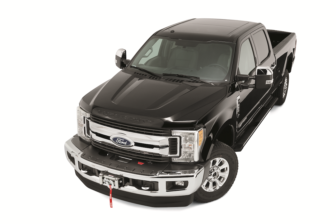 WARN Industries Winch Mount, Semi-Hidden, For Use with 16.5TI, M15 and M12 Winches, Fixed Mount, Powder Coated, Black – 98055