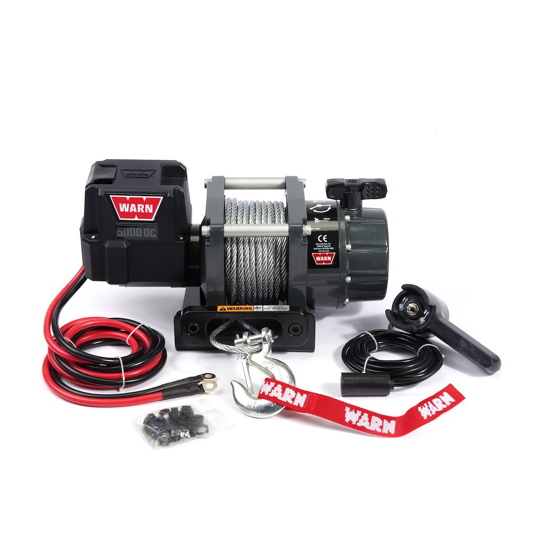 WARN Industries Winch, 5000 DC Series, Ce Version, Vehicle Mounted, Trailer Winch, 12 Volt Electric, 5000 Pound Line Pull Capacity – 99963