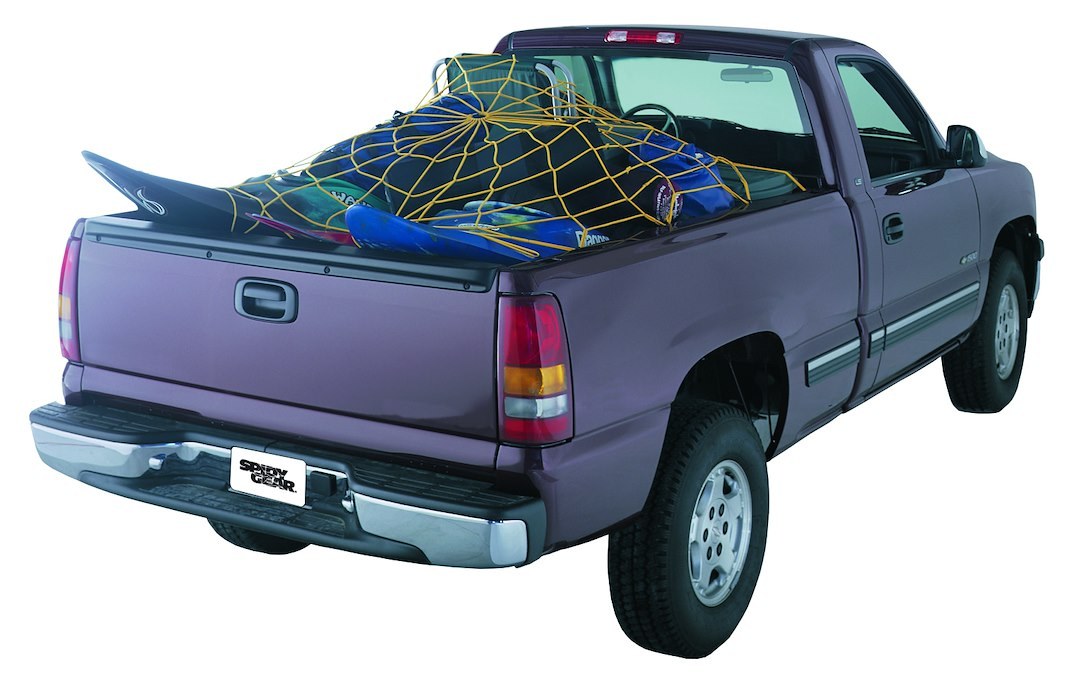 Wolf Prod. Exterior Cargo Net, Spidy Gear ® Webb, Mounts to Truck Bed, 60 Inch X 84 Inch to 78 Inch X 114 Inch, 6 MM Stretch Nylon Cord – 80111-11