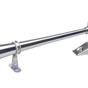 Wolo Air Horn, Sea Alert ™, Single Tone, Round Trumpet, 15 Inch Length X 3-3/4 Inch Width X 3-3/4 Inch Height, Chrome Plated, Brass – 145