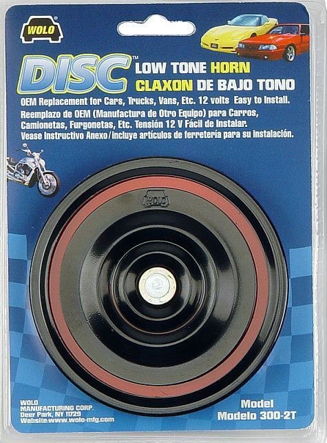 Wolo Horn, Disc ™, One 360 Hertz Low-Tone Horn, 115 Decibels, 12 Volt, 3-3/4 Inch Diameter, Black, Steel – 300-2T